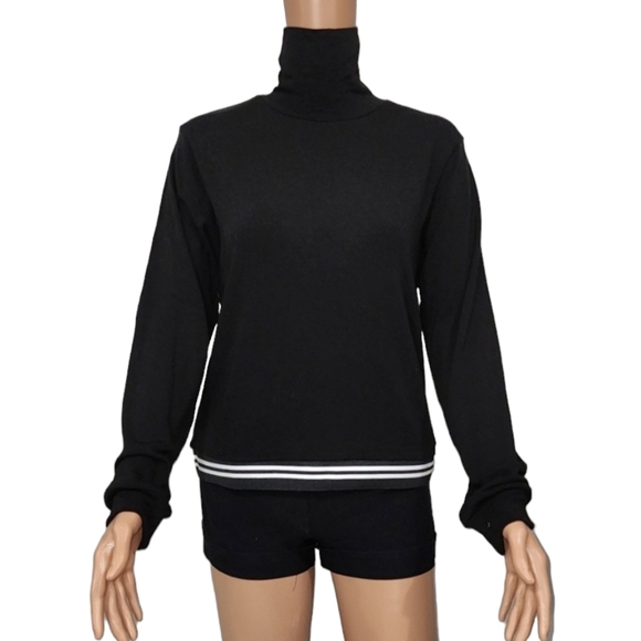 No name Women's Sweater Turtleneck Stripe Band‎ Black/White Size 22 - Picture 1 of 11